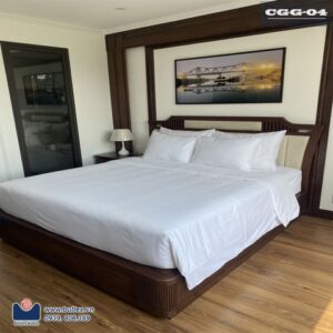 Bộ chăn ga gối khách sạn T200 trắng trơn 50% cotton - CGG04