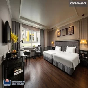 Bộ chăn ga gối khách sạn T250 kẻ sọc 75% cotton, 25% poly - CGG05